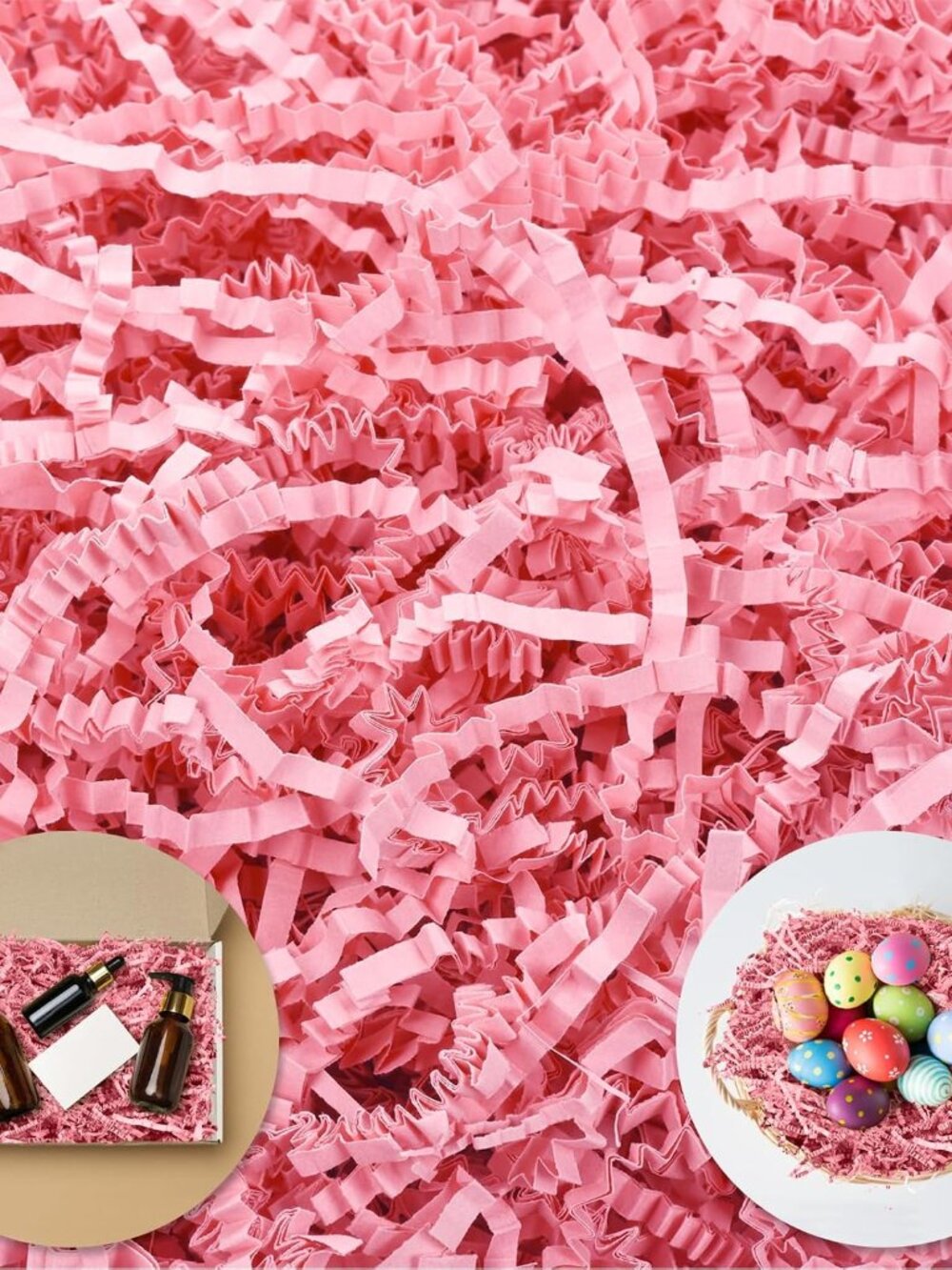 Crinkle Paper Filler, Shredded Paper For Gift Baskets 1/2LB 8 oz , Pink Valentin